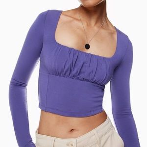 Artizia Wilfred Free Orbit Long Sleeve Purple Crop Top Medium